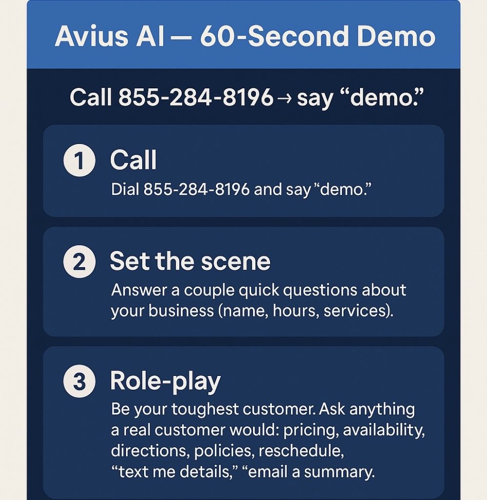 Avius AI 60 Second Demo